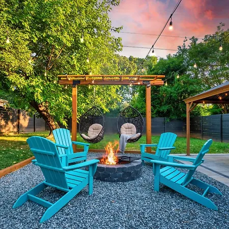 Uptown Oasis, Hot Tub, Swing Chairs, Fire Pit, Gazebo